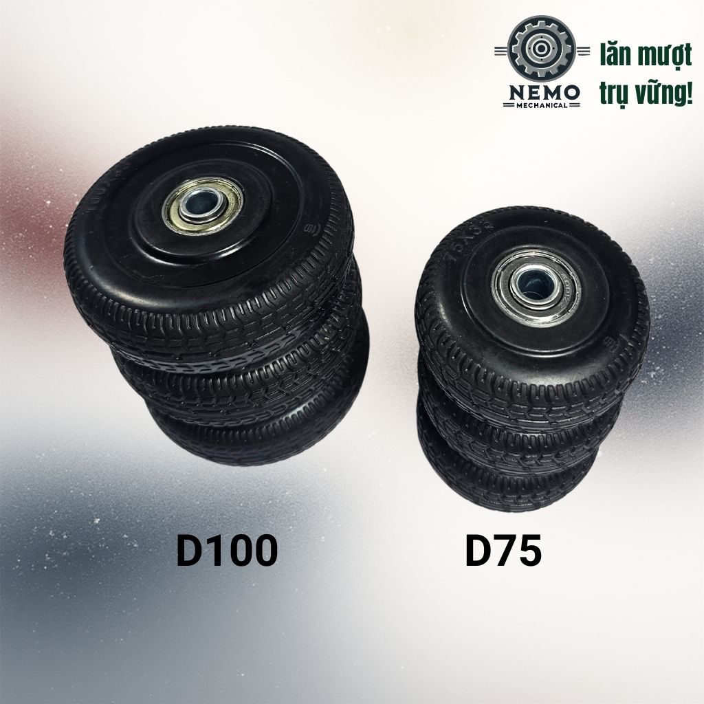 Bánh Xe Cao Su Chịu Mài Mòn – Vân Nhám Chống Trượt (D75, D100)